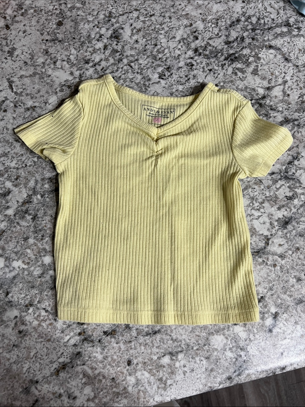 Andy & Evan Pale Yellow Ribbed Short Sleeve Tee